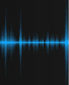 Forma d'onda audio blu su sfondo nero